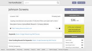 Johnson Screens | VentureRadar - johnson screens usa