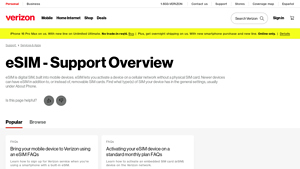 eSIM - Support Overview - Verizon - electronic sim usa