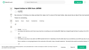 Import duties to USA from JAPAN - WatchCrunch - import tax from japan to usa