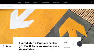 United States Finalizes Section 301 Tariff Increases on Imports from ... - import tax from china to usa 2024