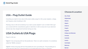 USA - Plug Outlet Guide - electric plug adaptors for usa