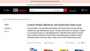 Custom Printed USB Drives with Duplication Data Load - WTSmedia - custom usb usa