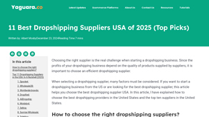 11 Best Dropshipping Suppliers USA of 2025 (Top Picks) - Yaguara - dropship distributors usa