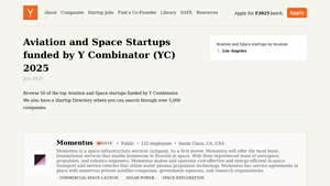 Aviation and Space Startups funded by Y Combinator (YC) 2025 - space companies in usa