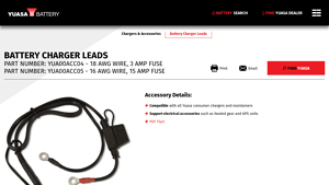 Battery Charger Leads | Yuasa Batteries - Made in the USA - battery charger made in usa