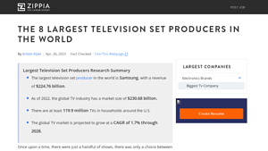 The 8 Largest Television Set Producers In The World - Zippia - television manufacturers in usa