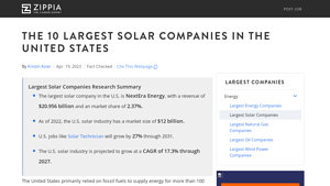 The 10 Largest Solar Companies In The United States - Zippia - solar power usa
