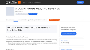 McCain Foods Usa, Inc revenue - Zippia - mccain foods usa inc