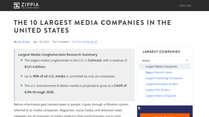 The 10 Largest Media Companies In The United States - Zippia - largest media companies in usa