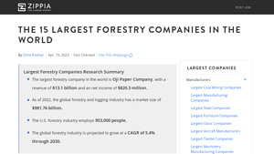 The 15 Largest Forestry Companies In The World - Zippia - biggest lumber companies in usa